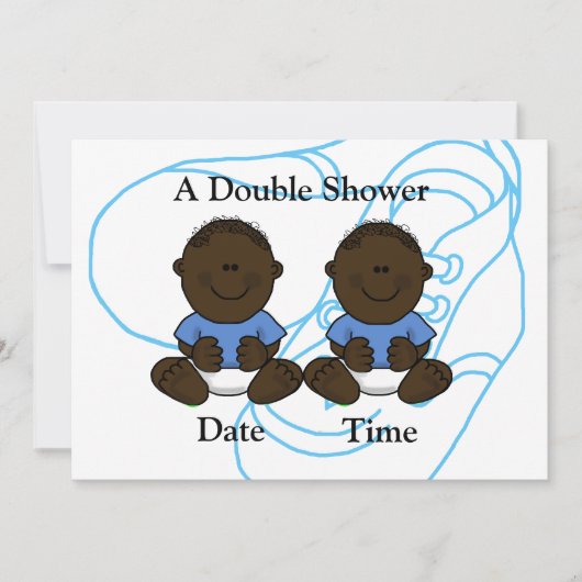 African-American Twin Baby Boys Shower Invitation (Devant)