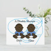 African-American Twin Baby Boys Shower Invitation (Debout devant)