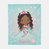 African American Unicorn Mermaid Fleece Blanket Deken (Voorkant)