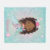 African American Unicorn Mermaid Fleece Blanket Deken (Voorkant (Horizontaal))