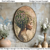 African American Woman, Floral DW7R Decoupag Tissuepapier