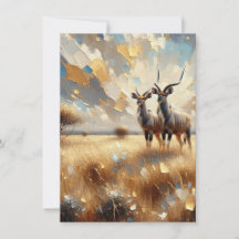 African Animals Nyala Art Impressionist Kaart