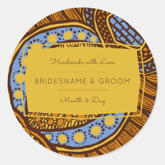 African Ankara Blue Global Floral Gift Label (Voorkant)