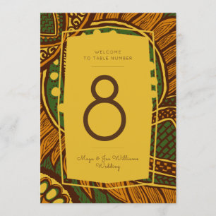 African Ankara Green Gold Floral Numéro de table