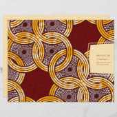African Ankara Kitenge Gold Floral Programme Hoesj (Voorkant / Achterkant)