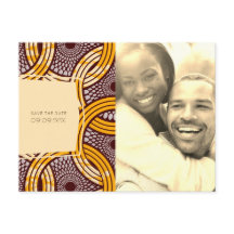 African Ankara Kitenge Gold Floral Save the Date