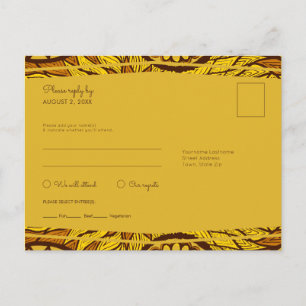 African Ankara Yellow Floral RSVP Meal Briefkaart