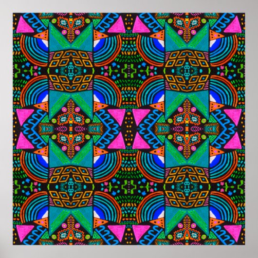 African art drawing. Seamless aztec pattern. Chero Poster (Voorkant)