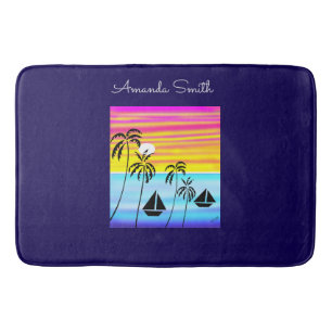 African Art Schattige Tropical Sunset Sailing Badmat