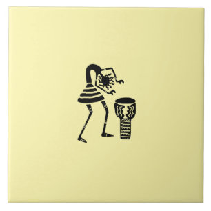 African Art Schattigee Silhouette Muziek Meisje Tegeltje