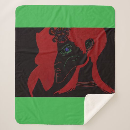 African Beastmaster Queen Sherpa Blanket Deken (Voorkant)