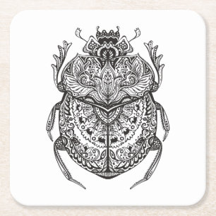 African Beetle Zendoodle Vierkante Kartonnen Onderzetter