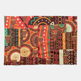 African Black Kente Tribal Pattern decor Theedoek