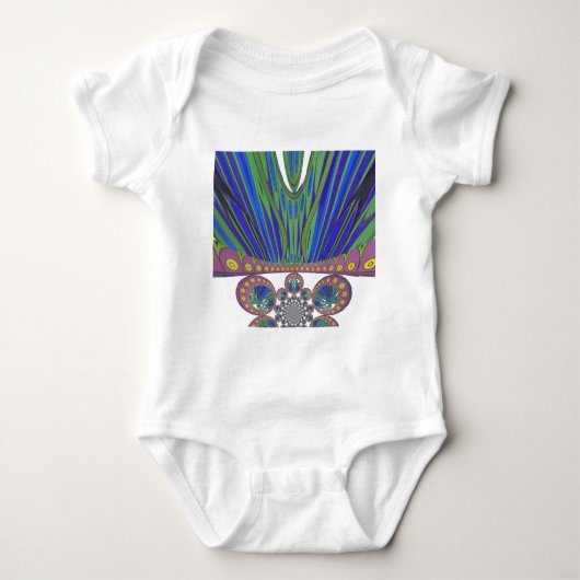 African Blue Paarse Decorative Art Design Print Romper (Voorkant)