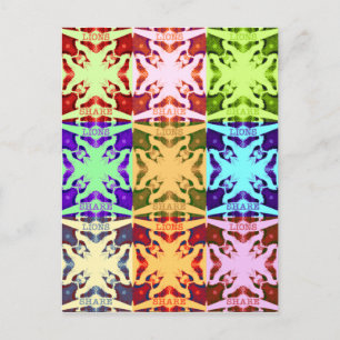 African Checkered Pop art Cultuur kleurrijk patroo Briefkaart