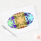 African Checkered Pop art Cultuur kleurrijk patroo Ovale Sticker (Envelop)