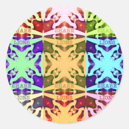 African Checkered Pop art Cultuur kleurrijk patroo Ronde Sticker (Voorkant)