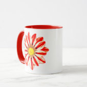 African Daisy/Gazania Red en White Striped Mok (Voorkant links)