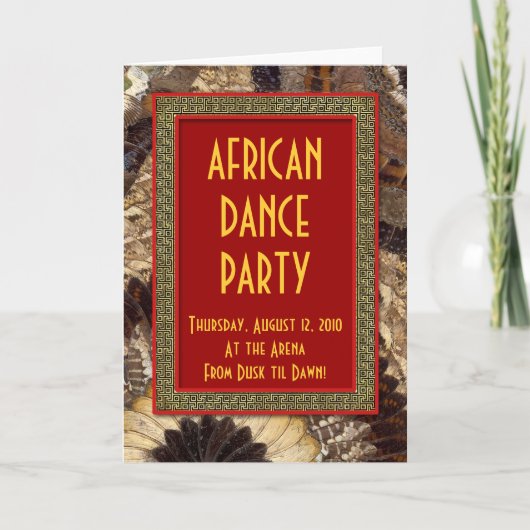 African Dance Party Invitation Card Papillon Wing (Devant)