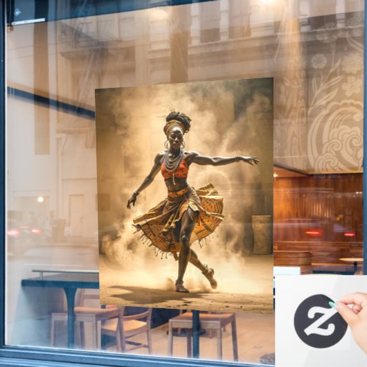 African Dancer Window Cling Raamsticker (Cafe Raam)