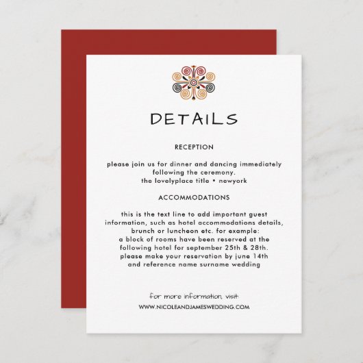 African Decor Wedding Information Guest Informatiekaartje (Voorkant / Achterkant)