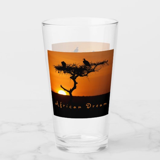 African Dream sunset romantic foto with text Glas (Voorkant)