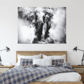 African Elephant Black and White Waterverf Canvas Afdruk (Insitu (Slaapkamer))