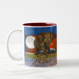 African Elephant & Savannah Moon AFRICA Mug