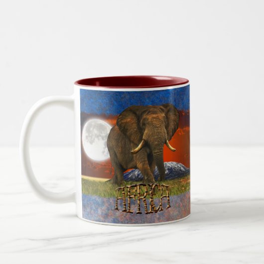 African Elephant & Savannah Moon AFRICA Mug (Gauche)
