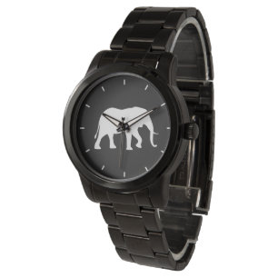 African Elephant Silhouette Horloge