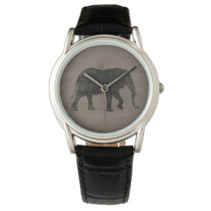 African Elephant Silhouette Horloge