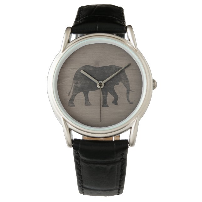 African Elephant Silhouette Horloge (Voorkant)