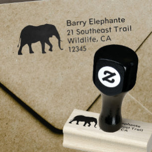 African Elephant Silhouette Return Address Rubberstempel