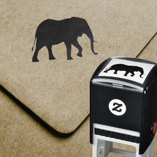 African Elephant Silhouette Zelfinktende Stempel