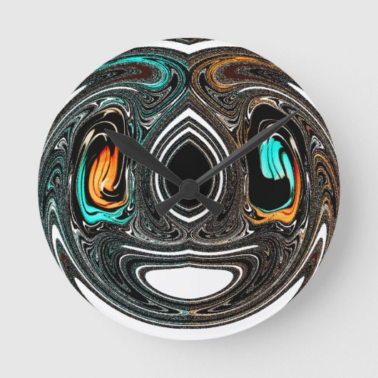 African Ethnic Doodle Zebra textured Art Print Ronde Klok (Voorkant)