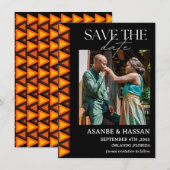 African Ethnic Pattern Wedding Save the Date Card (Voorkant / Achterkant)