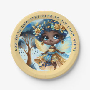 African Fairy Verjaardag Blauwgroen Goud Roze Prin Papieren Bordje