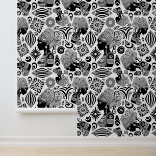 African Girl Portrait Tribal Tattoo Behang