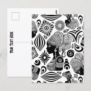 African Girl Portrait Tribal Tattoo Briefkaart