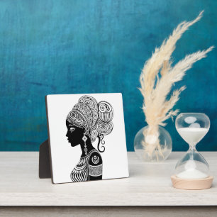 African Girl Portrait Tribal Tattoo Fotoplaat