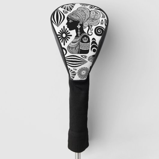 African Girl Portrait Tribal Tattoo Golfheadcover (Voorkant)