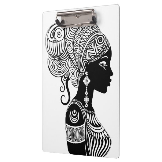 African Girl Portrait Tribal Tattoo Klembord (Links)