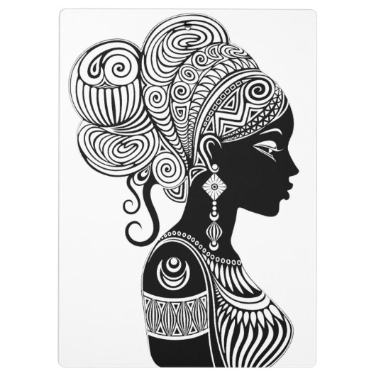 African Girl Portrait Tribal Tattoo Klembord (Achterkant)