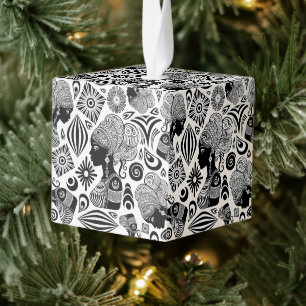 African Girl Portrait Tribal Tattoo Kubus Ornament