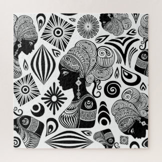 African Girl Portrait Tribal Tattoo Legpuzzel