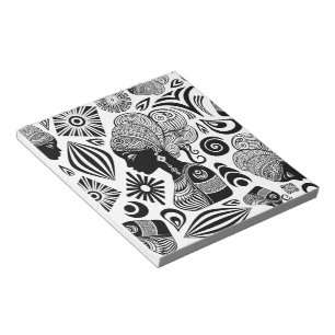 African Girl Portrait Tribal Tattoo Notitieblok