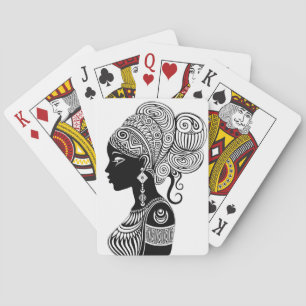African Girl Portrait Tribal Tattoo Pokerkaarten