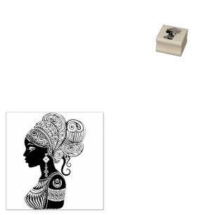 African Girl Portrait Tribal Tattoo Rubberstempel