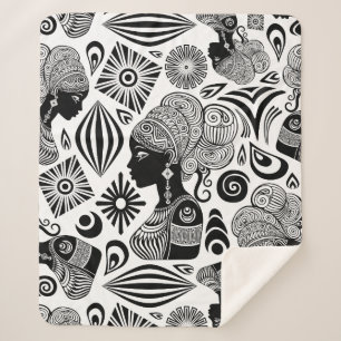 African Girl Portrait Tribal Tattoo Sherpa Deken