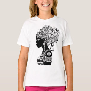 African Girl Portrait Tribal Tattoo T-shirt